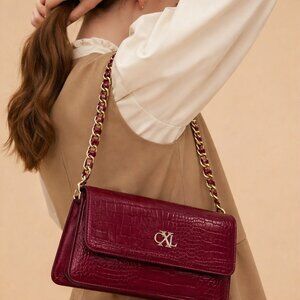 CXL Elysees Rectangle Croco Crossbody Bag in Red - NWT